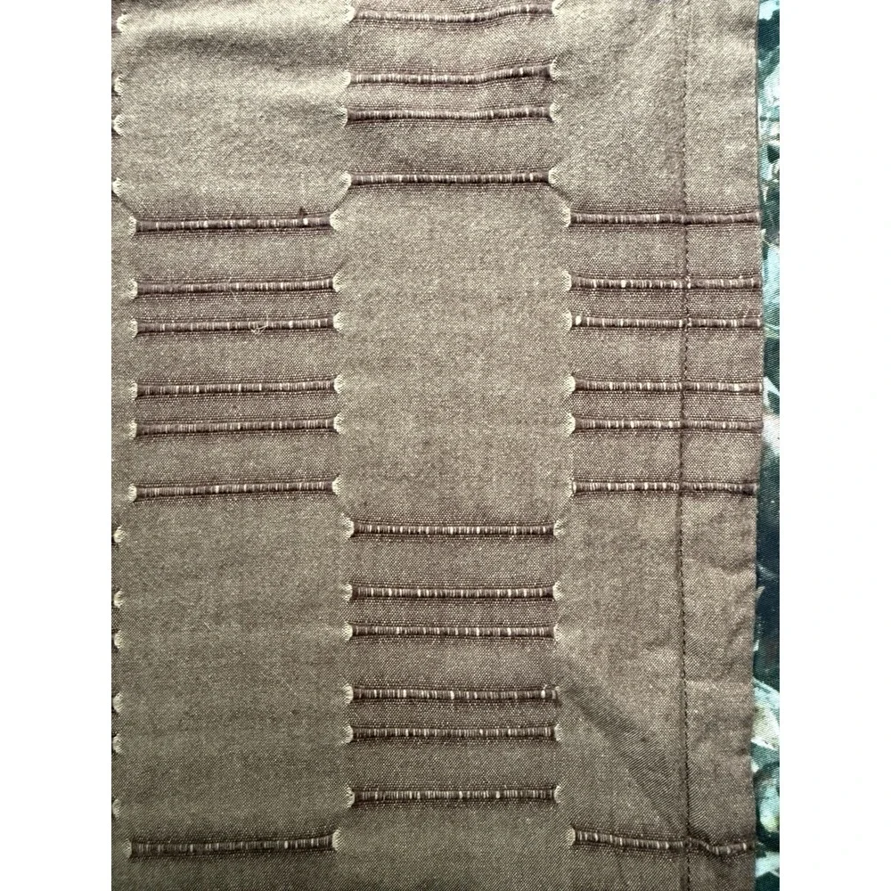 Dansk Full Queen Duvet Cover & 2 Shams Cocoa Brown Cotton Textured Grid VTG